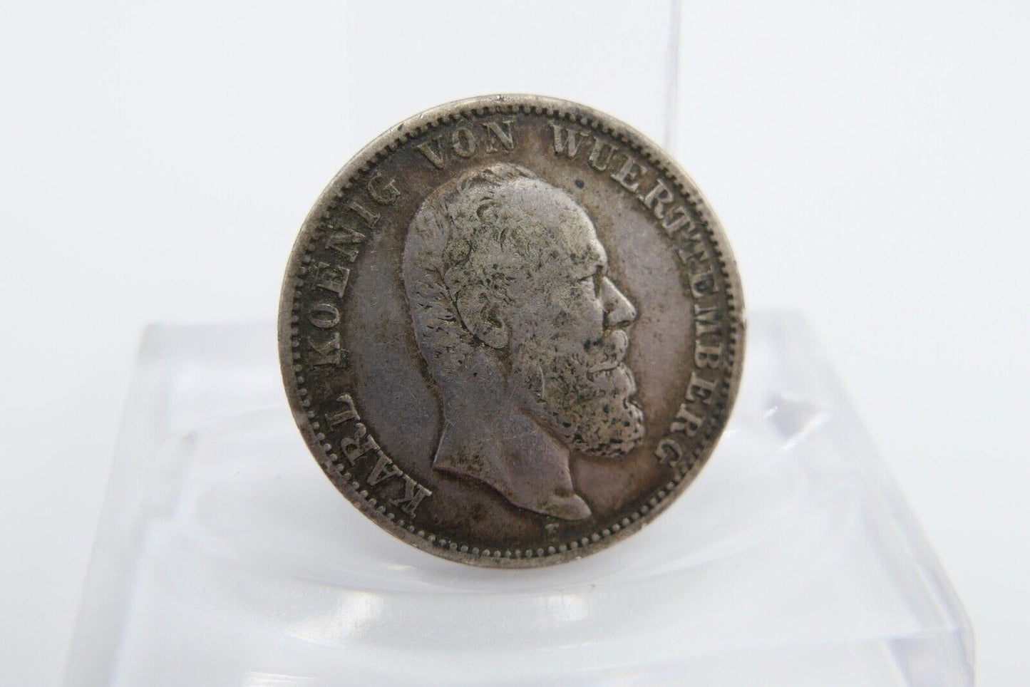 2 Mark 1877 F Silber ss - vz " Karl König von Württemberg " Jäger J.172 - Antikhandel-Stuttgart