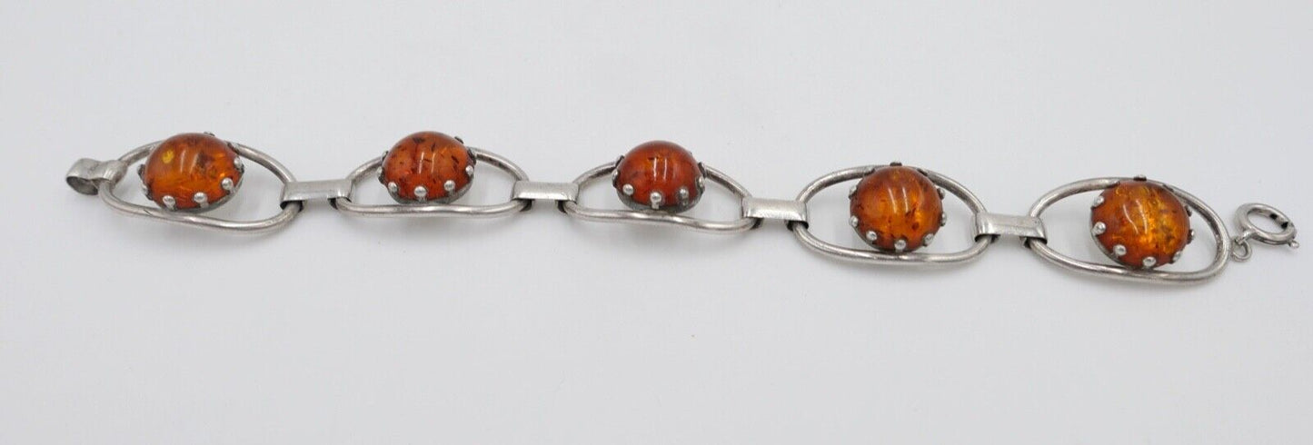 Altes 835 Silber Bernstein Gliederarmband Armband - Antikhandel-Stuttgart