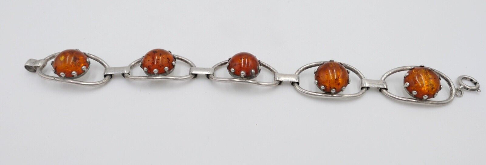 Altes 835 Silber Bernstein Gliederarmband Armband - Antikhandel-Stuttgart