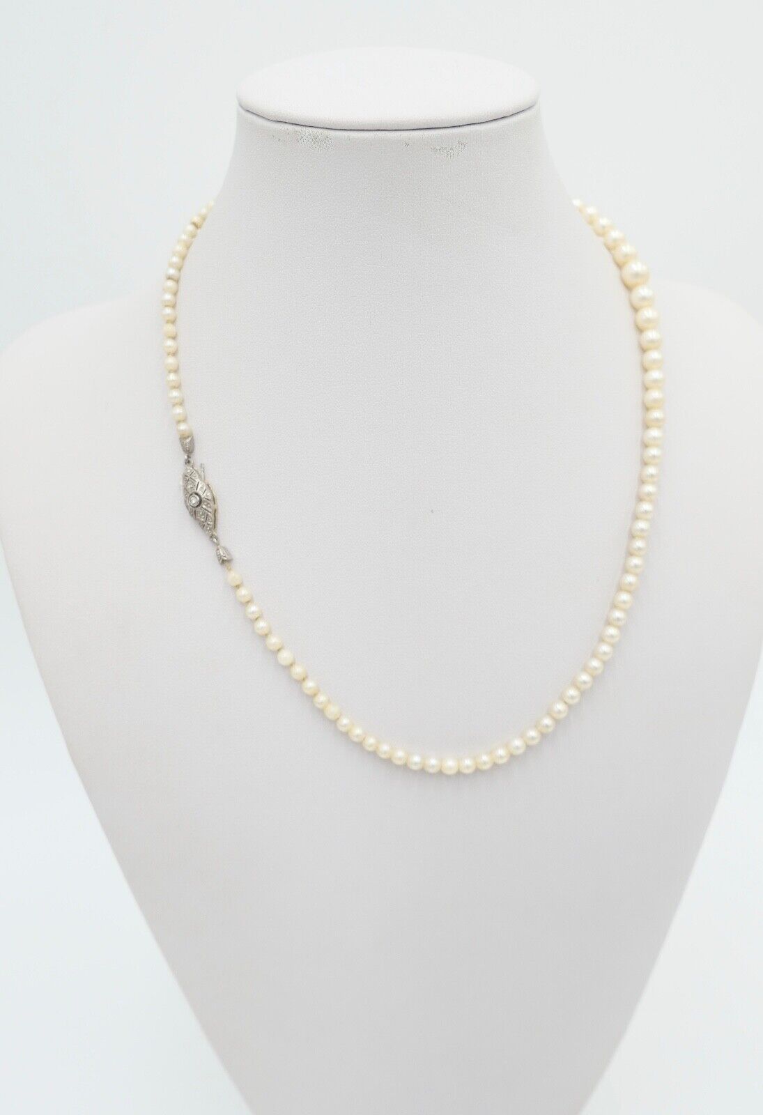 40er Jahre Perlenkette Collier Zuchtperle 47 cm Gold 585 / 14K Perlen Ø 7,1 mm - Antikhandel-Stuttgart