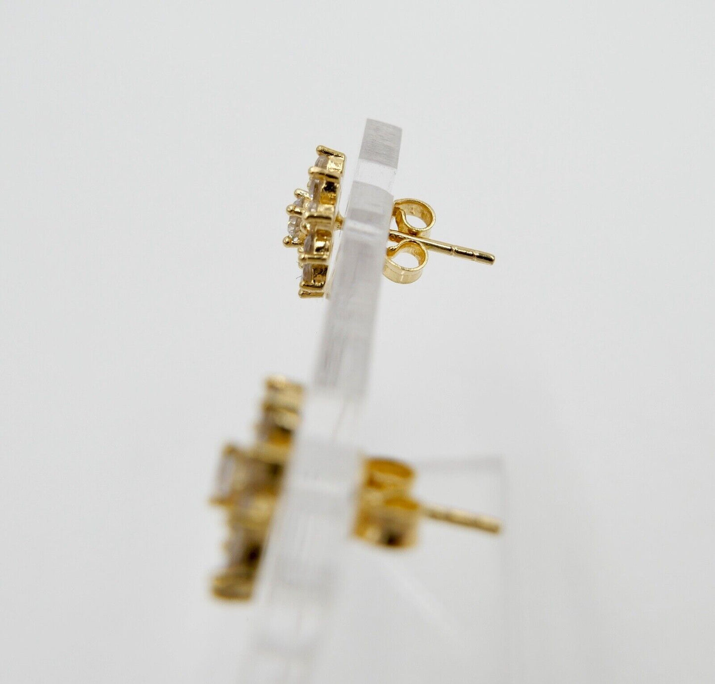 90er Jahre Gelbgold Ohrringe Ohrstecker mit Zirkonia 750 / 18K Italien 0,86 Ct - Antikhandel-Stuttgart