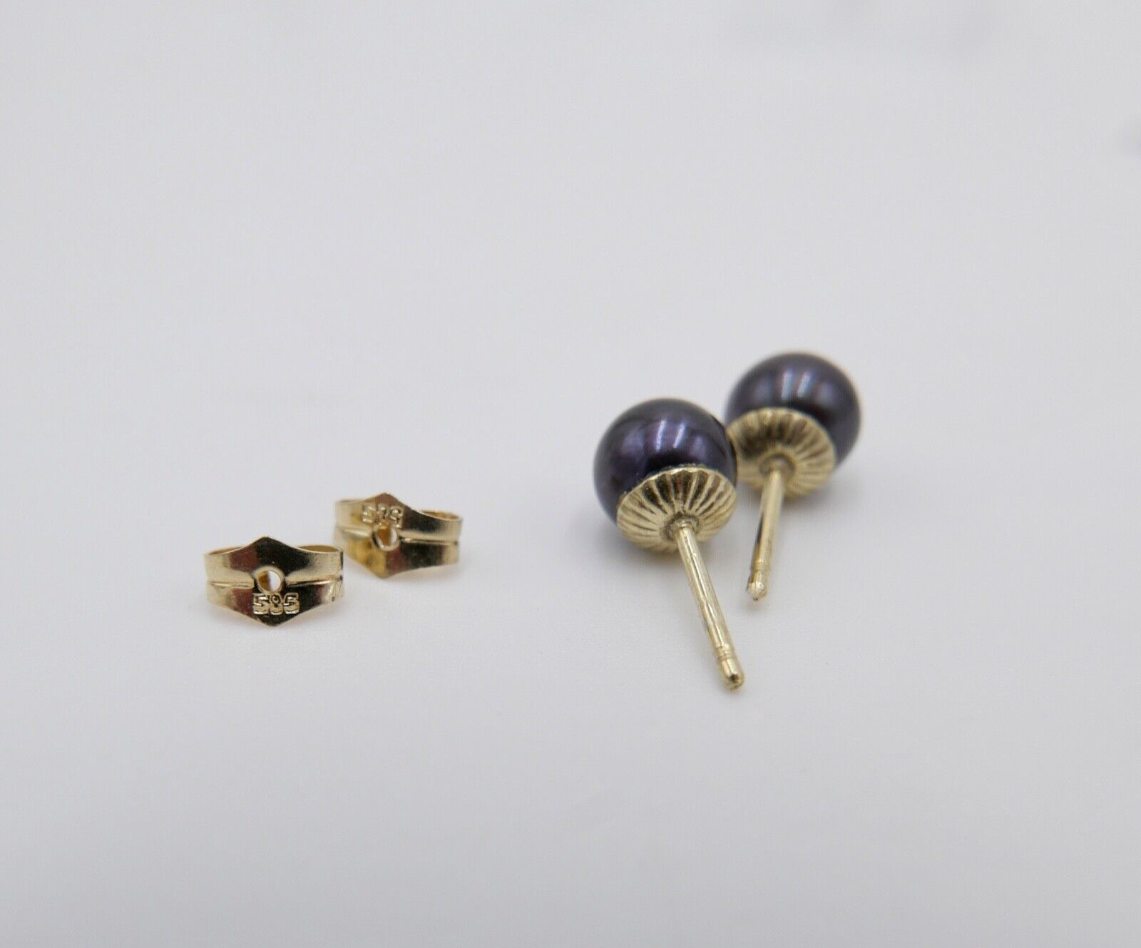 Tahiti Perlen Gold Ohrstecker Ohrringe 14K / 585 Gold Ø 6,1 mm - Antikhandel-Stuttgart