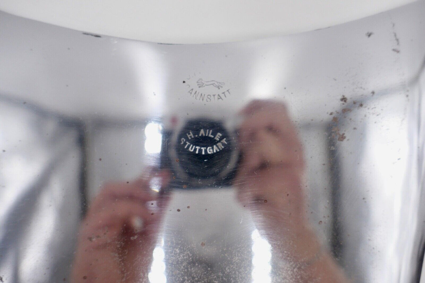 altes Fleischerbeil Metzgerbeil Doppelspalter H. AILE STUTTGART BAD CANNSTATT - Antikhandel-Stuttgart