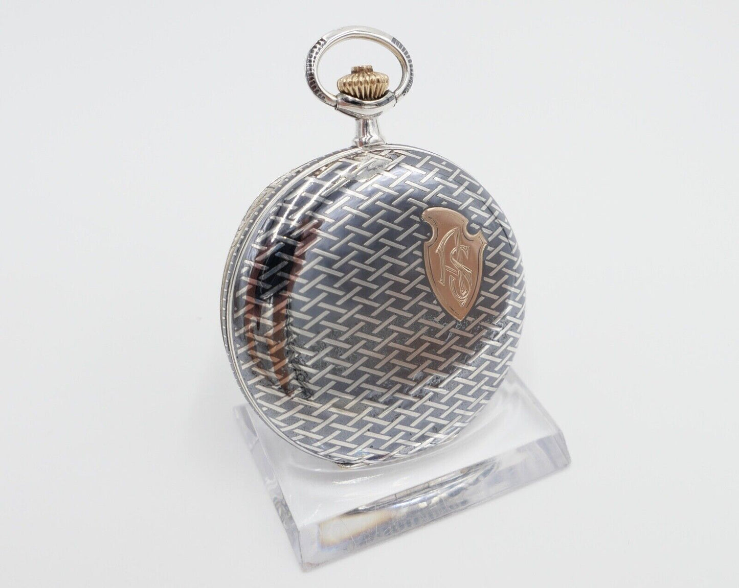 1901-1949 ART DECO SAVONETTE Taschenuhr HAVILA pocket watch Halbmond Krone Silbe - Antikhandel-Stuttgart