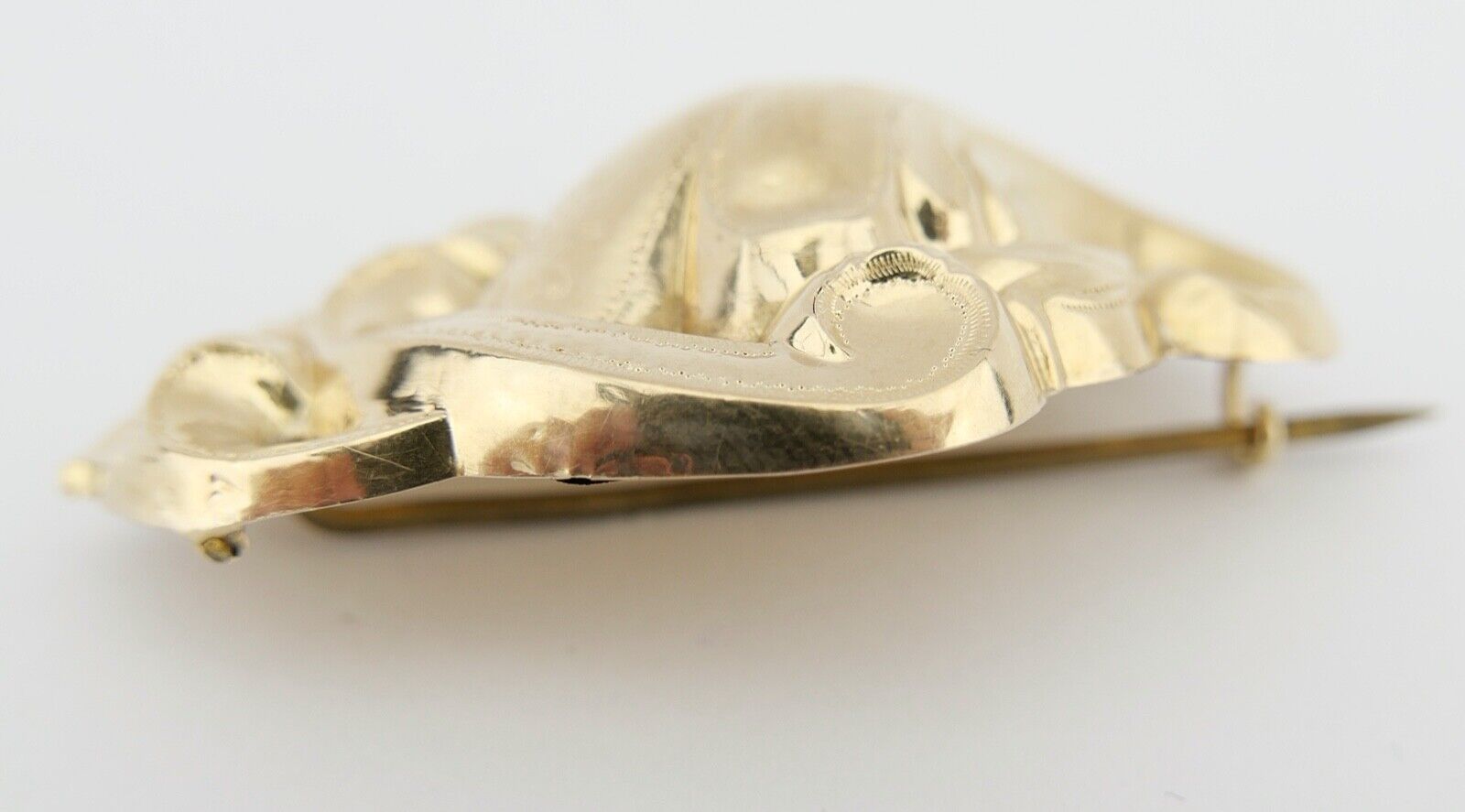 Antike Florale Biedermeier Barrock Schaumgold 14K 585 Brosche Ø 48x36 mm um 1840 - Antikhandel-Stuttgart