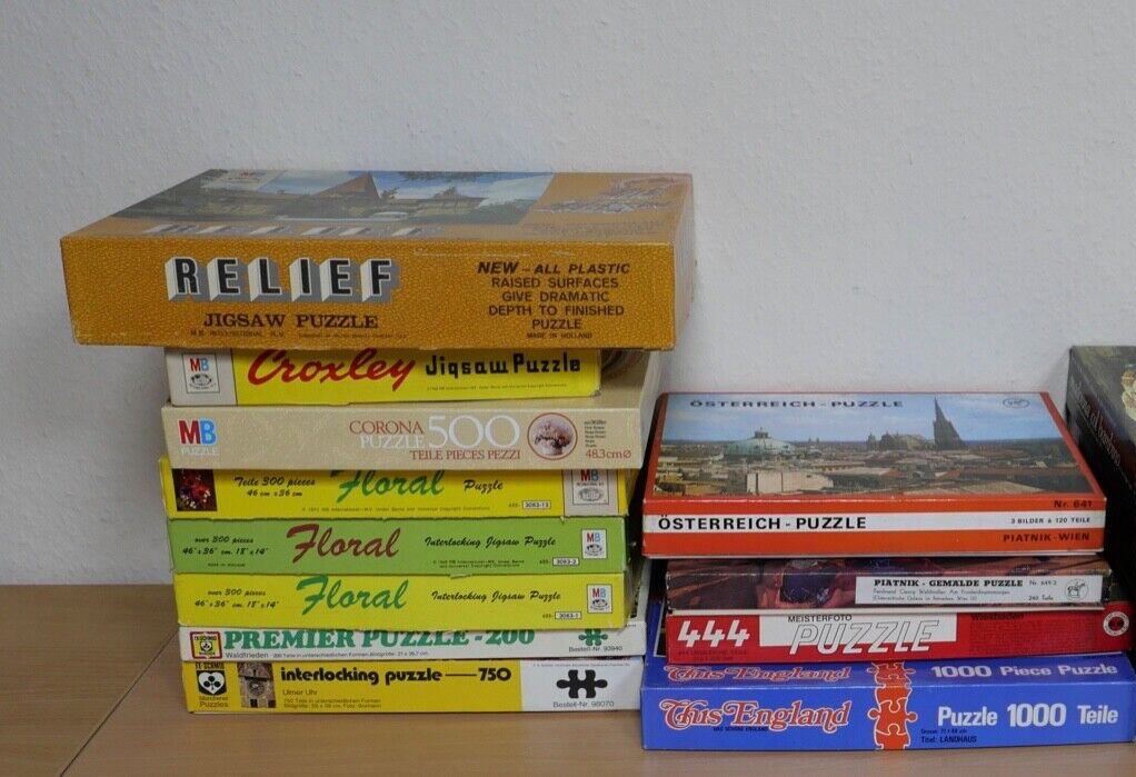 Konvolut alter Puzzle 12 Stück MB FX-Schmid Piatnik Zweipunkt England - Antikhandel-Stuttgart