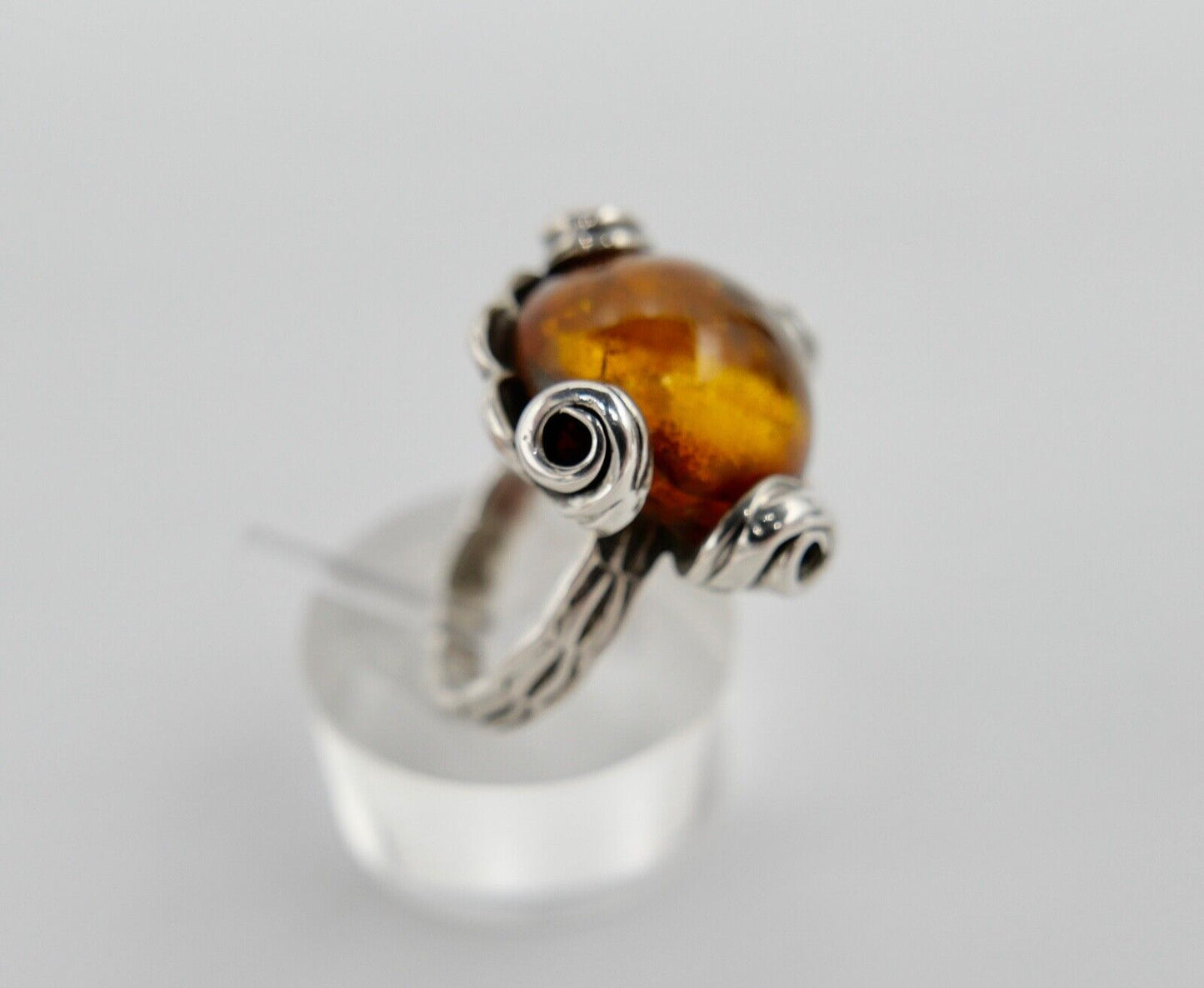 Bernstein Helmut KLEIST Handarbeit Designer Ring Gr. 56 Silber 835 - Antikhandel-Stuttgart