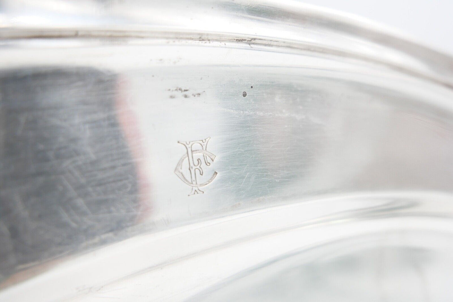 Tablett Servierplatte " Gebr. Hepp " 45x28 cm versilbert Monogramm FC CF - Antikhandel-Stuttgart