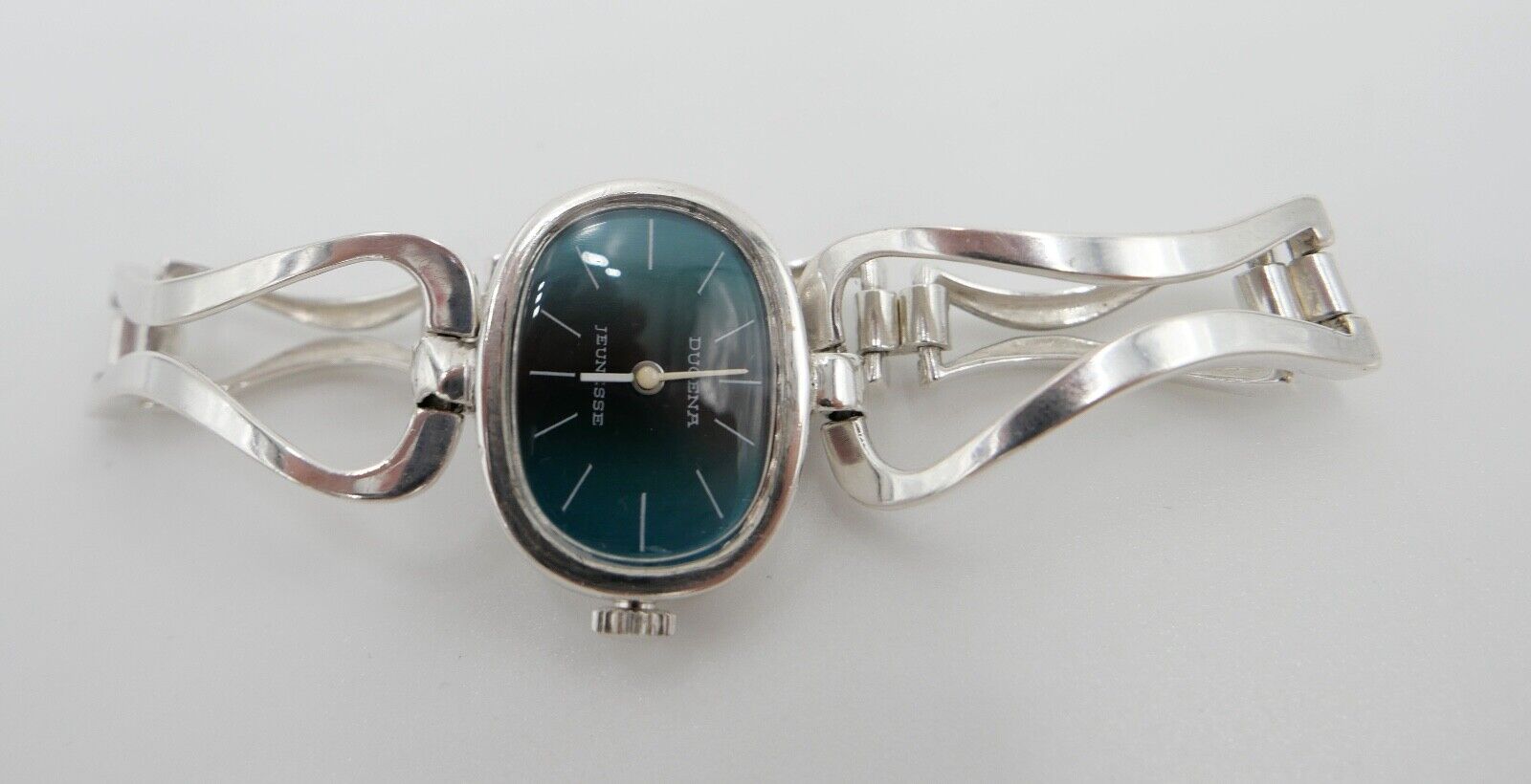 1970er Handaufzug DUGENA JEUNESSE 835 Silber Uhr Damenuhr seltenes Zifferblatt - Antikhandel-Stuttgart