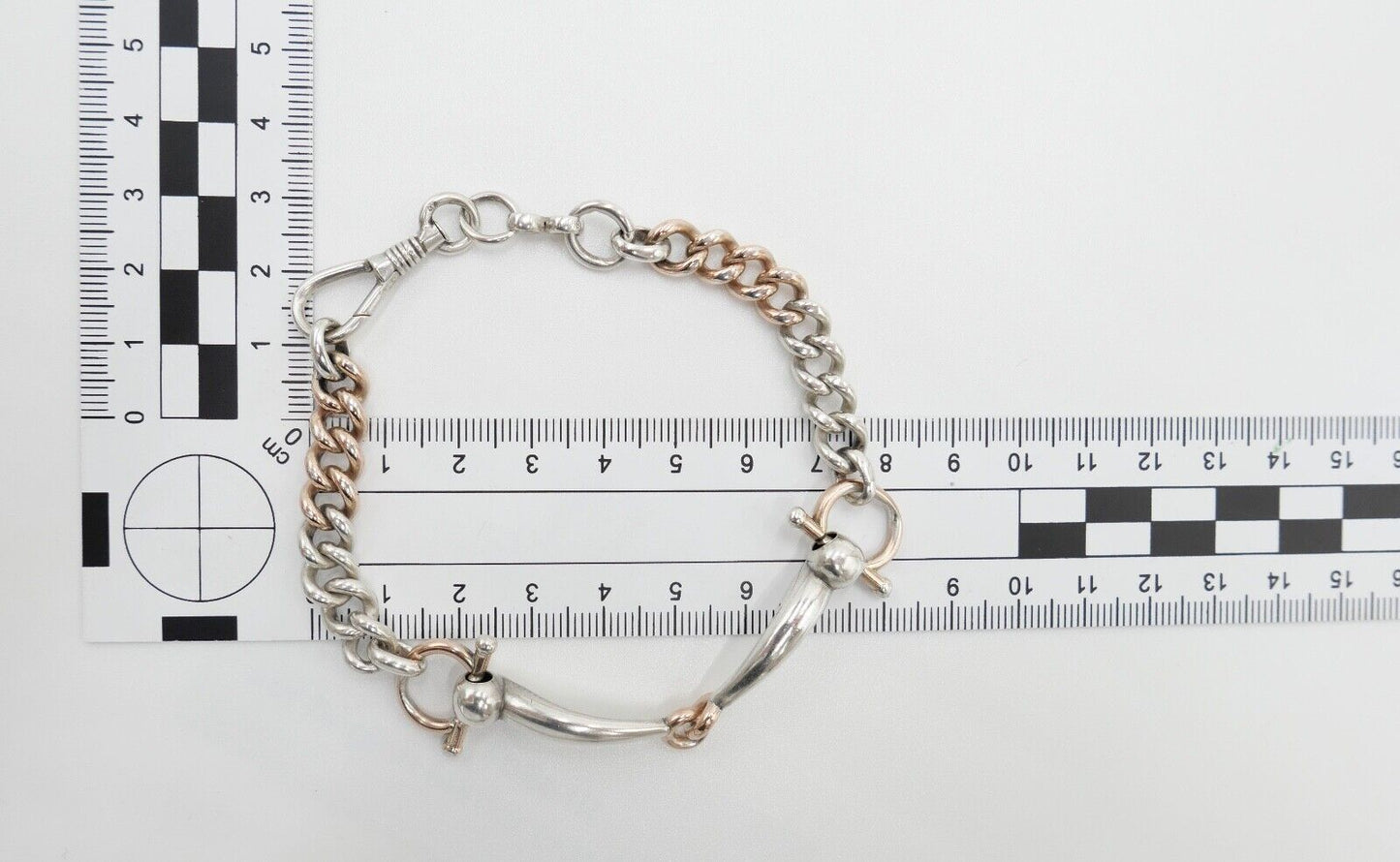 60er Jahre Pferdegebiss Armband 800 Silber vergoldet - Antikhandel-Stuttgart