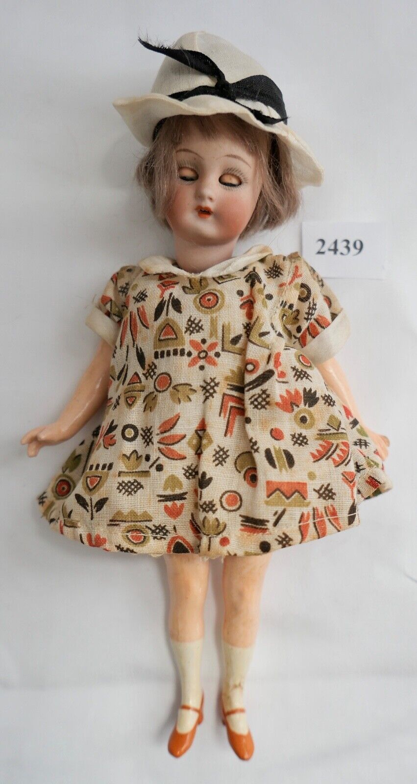 kleine antike Biskuit Porzellan Puppe 19 cm mit Schlafaugen 4/0 - Antikhandel-Stuttgart