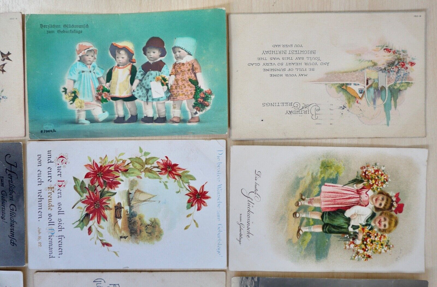 antike Ansichtskarten Postkarten Briefmarken GEBURTSTAG BIRTHDAY dt. Reich USA - Antikhandel-Stuttgart