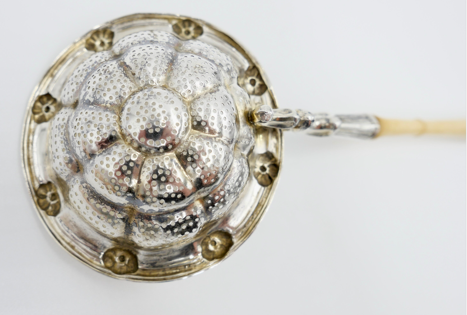 Alter - Antiker Teesieb Siebkelle SILBER 13 LOT vergoldet um 1850 - Antikhandel-Stuttgart