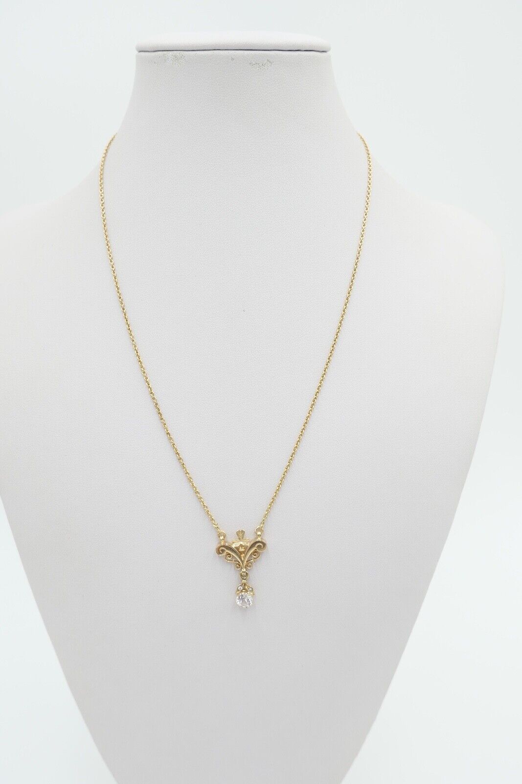 70er Jahre Collier vergoldet 47 cm Spinell Anhänger um 1860 - Antikhandel-Stuttgart