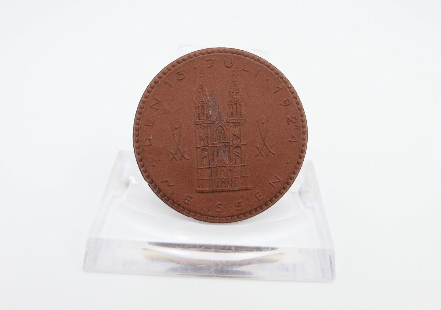 Meissen Porzellan Abzeichen Medaille 1924 Gauturnfest D 6 Mittellelbeturngaues - Antikhandel-Stuttgart