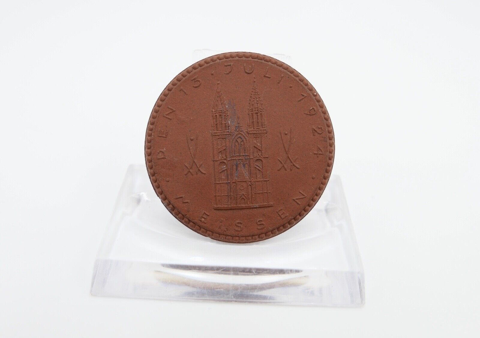 Meissen Porzellan Abzeichen Medaille 1924 Gauturnfest D 6 Mittellelbeturngaues - Antikhandel-Stuttgart