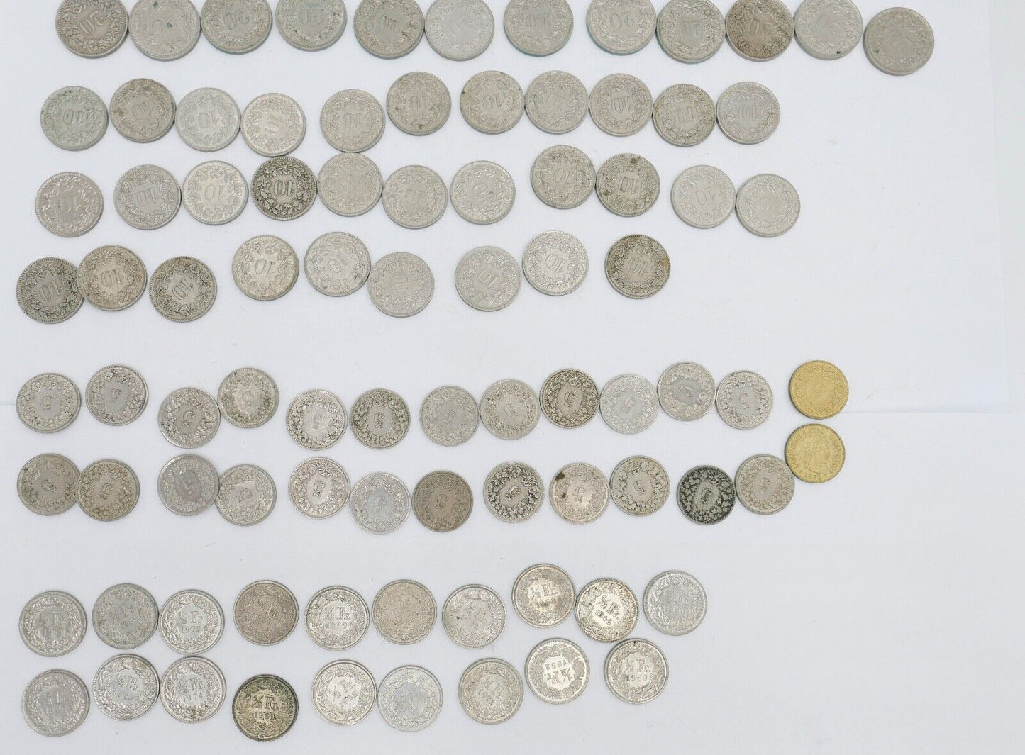 Posten LOT 1/2 Franken 1 2 5 10 20 Rappen teilweise Silber usw. - Antikhandel-Stuttgart