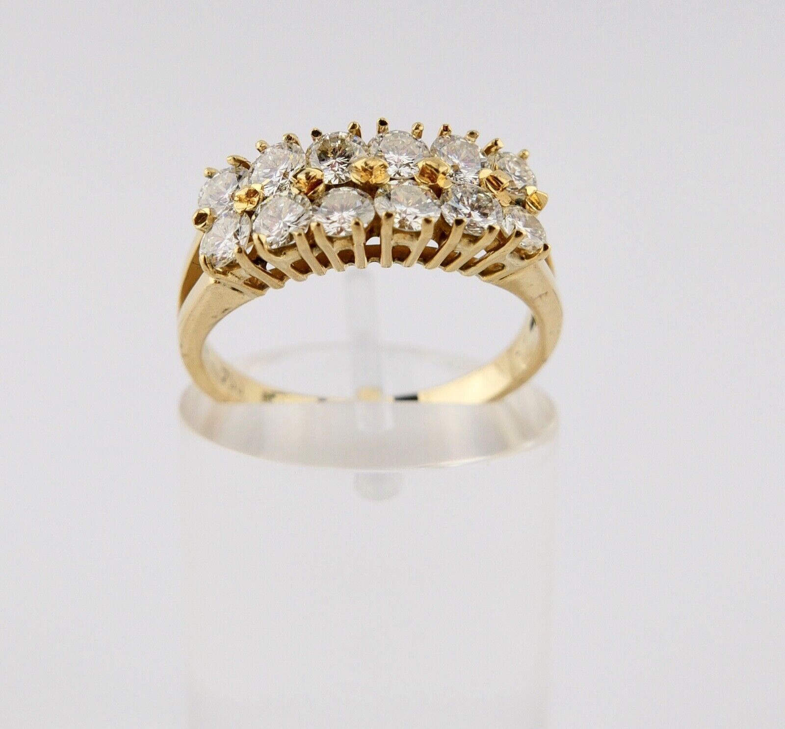 Luxus Gelbgold Ring 1,56 Ct VVS 12 Brillanten 750 18K Gr. 59 halb memory - Antikhandel-Stuttgart