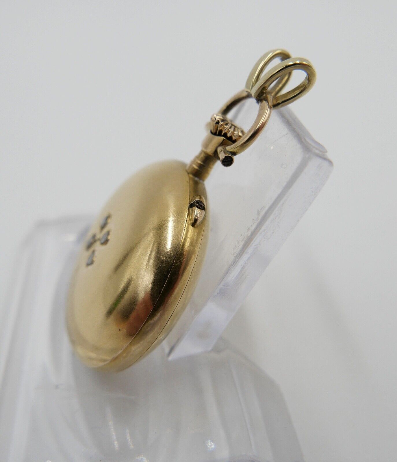 Antike Schweizer Damen Taschenuhr 585 Gold Diamanten im Kleeblatt 56 14K 0,585 - Antikhandel-Stuttgart