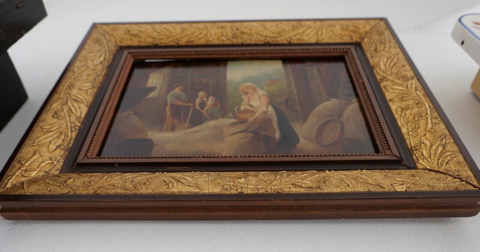 KARL RAUPP 1900 München " Magd holt Korn aus dem Schober " Öl Leinwand - Antikhandel-Stuttgart