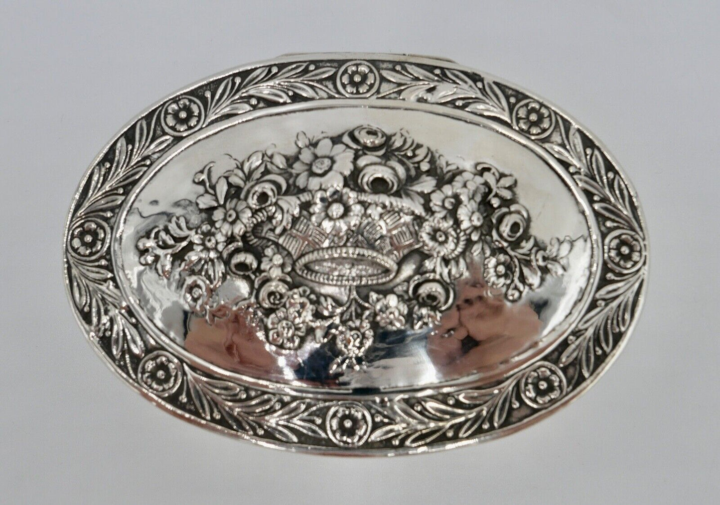 Jugendstil um 1900 830 Silber Deckeldose Schatulle Tabakiere floral - Antikhandel-Stuttgart