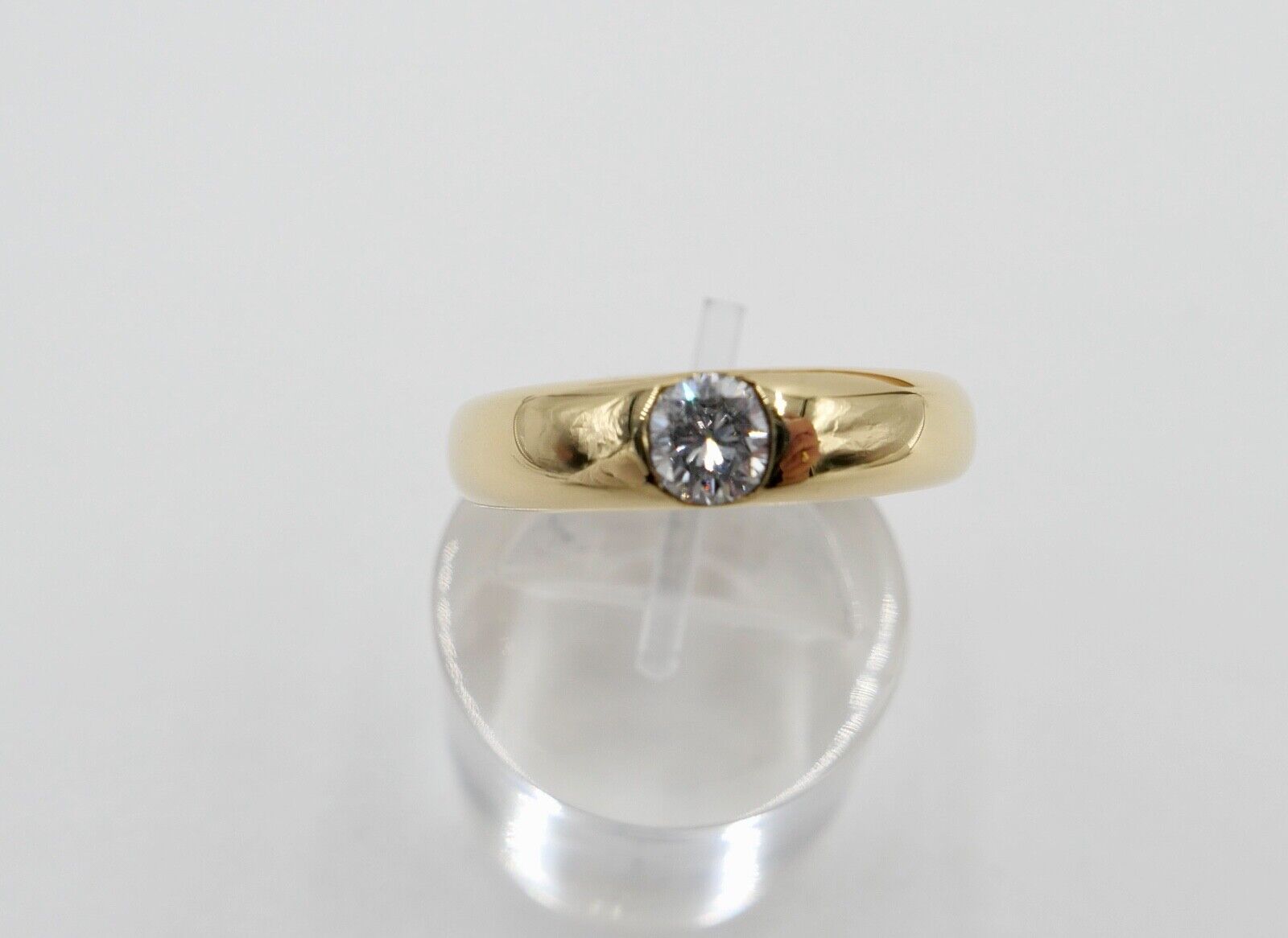 Massiver Solitär Gelbgold Damen Brillant Ring 0,46 Ct 750 18K Gr.59 SI - E - Antikhandel-Stuttgart