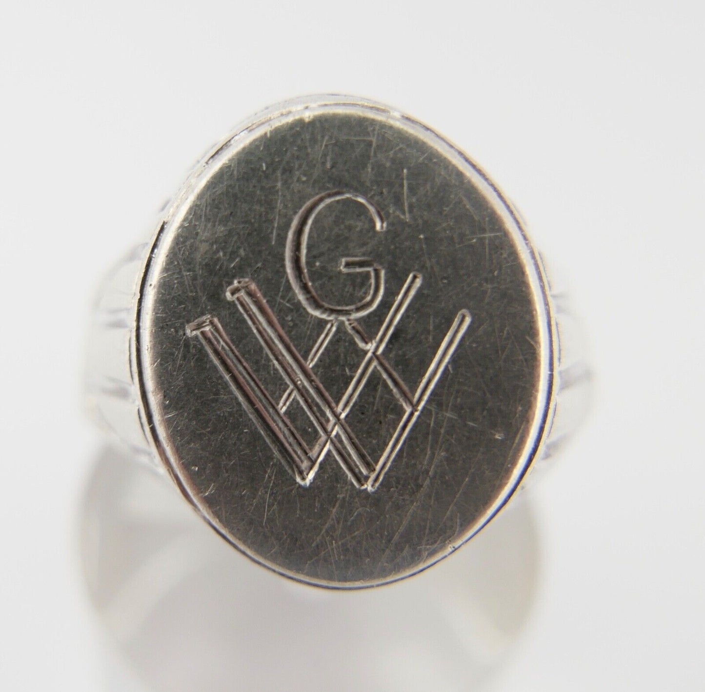 Alter Art Deco Siegelring Herrenring Monogramm GW/WG 835 Silber um 1930 Gr.54 - Antikhandel-Stuttgart