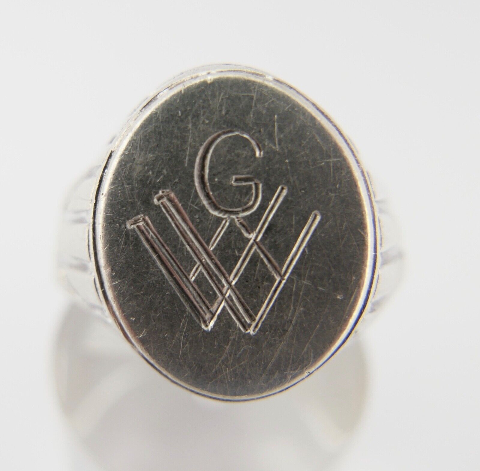Alter Art Deco Siegelring Herrenring Monogramm GW/WG 835 Silber um 1930 Gr.54 - Antikhandel-Stuttgart