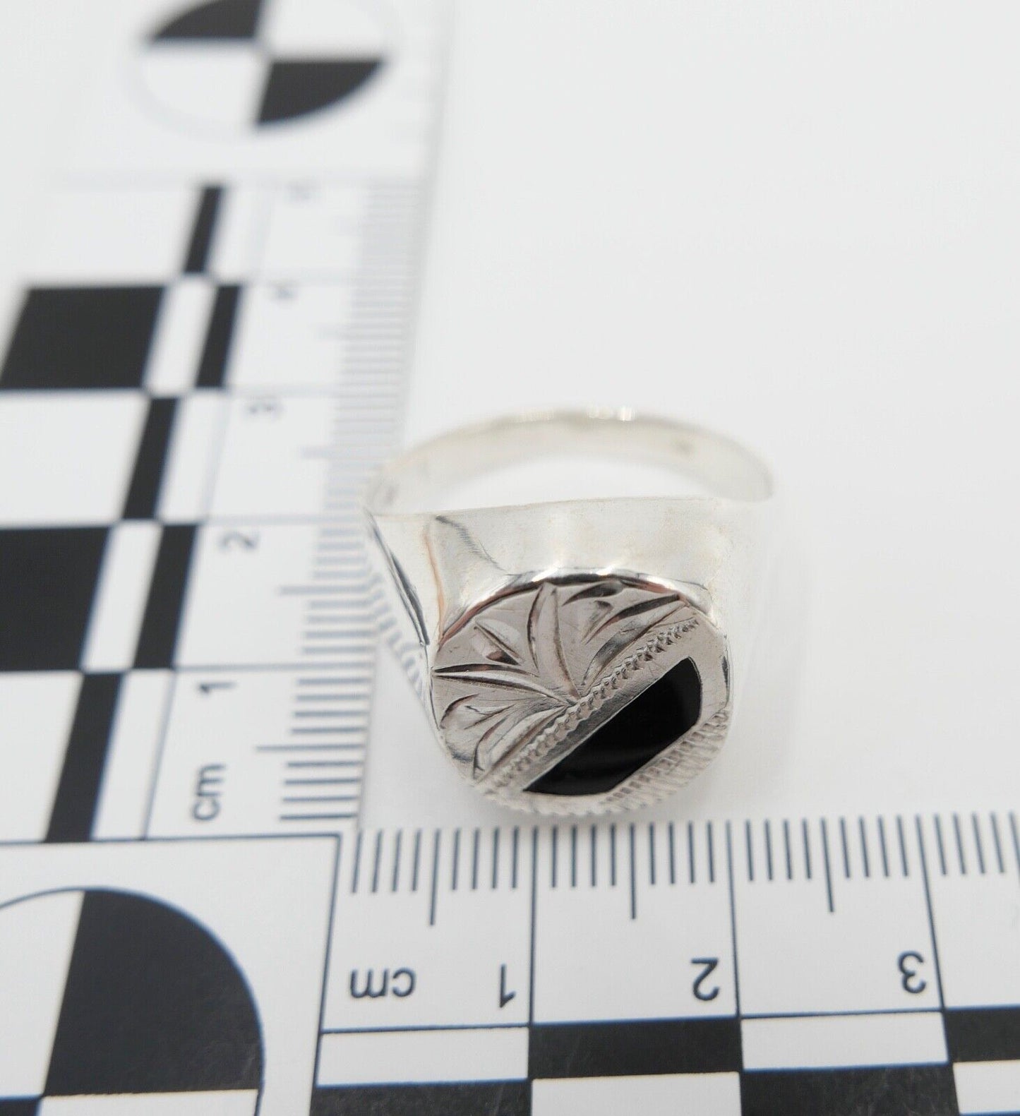 Alter Siegelring Herrenring Ring 925 Silber Gr. 66 mit Palmenmotiv & ONYX - Antikhandel-Stuttgart