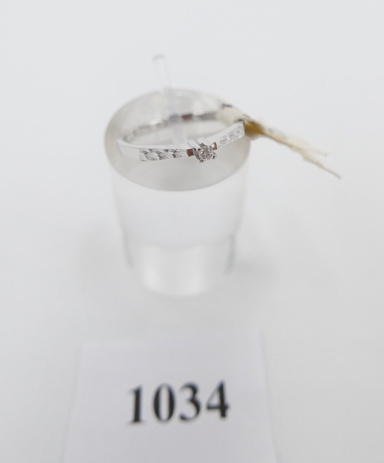 - NEU - 90er Jahre Solitär Ring Weißgold Gold 585 14K Brillant 0,03 Ct Gr. 53 54 - Antikhandel-Stuttgart