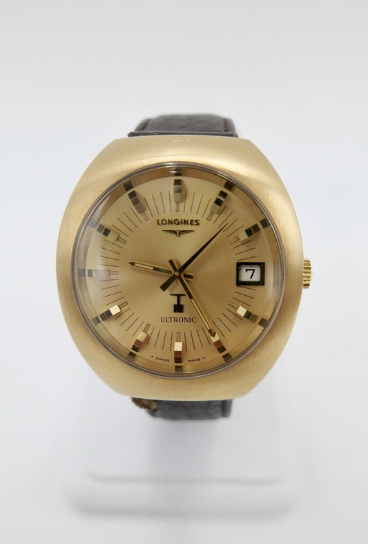 Vintage 70er LONGINES ULTRONIC 40x43 mm Gold Cal. 6312 Herrenuhr 6253 8494-1 - Antikhandel-Stuttgart