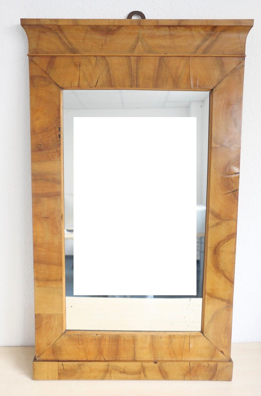 um 1820 / 1830 Biedermeier Spiegel Nussbaum Holz 100x60cm - Antikhandel-Stuttgart