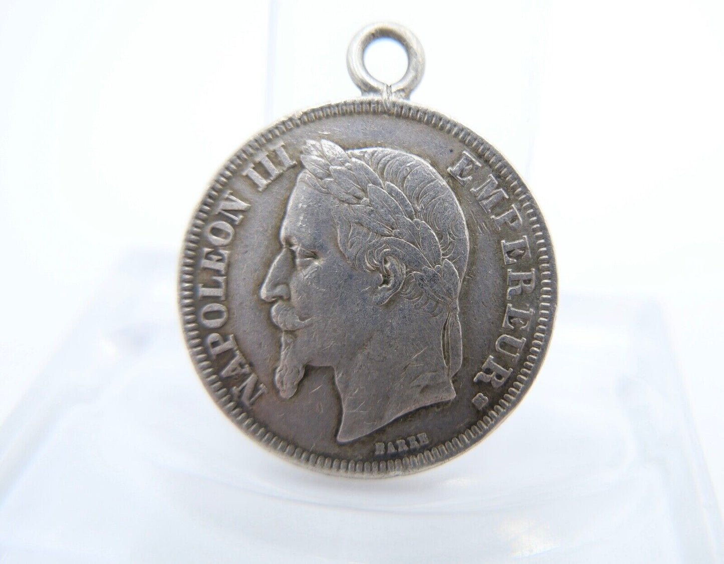 Silber Münze 2 Francs 1868 gefasst Frankreich Napoleon III ss-ss+ - Antikhandel-Stuttgart