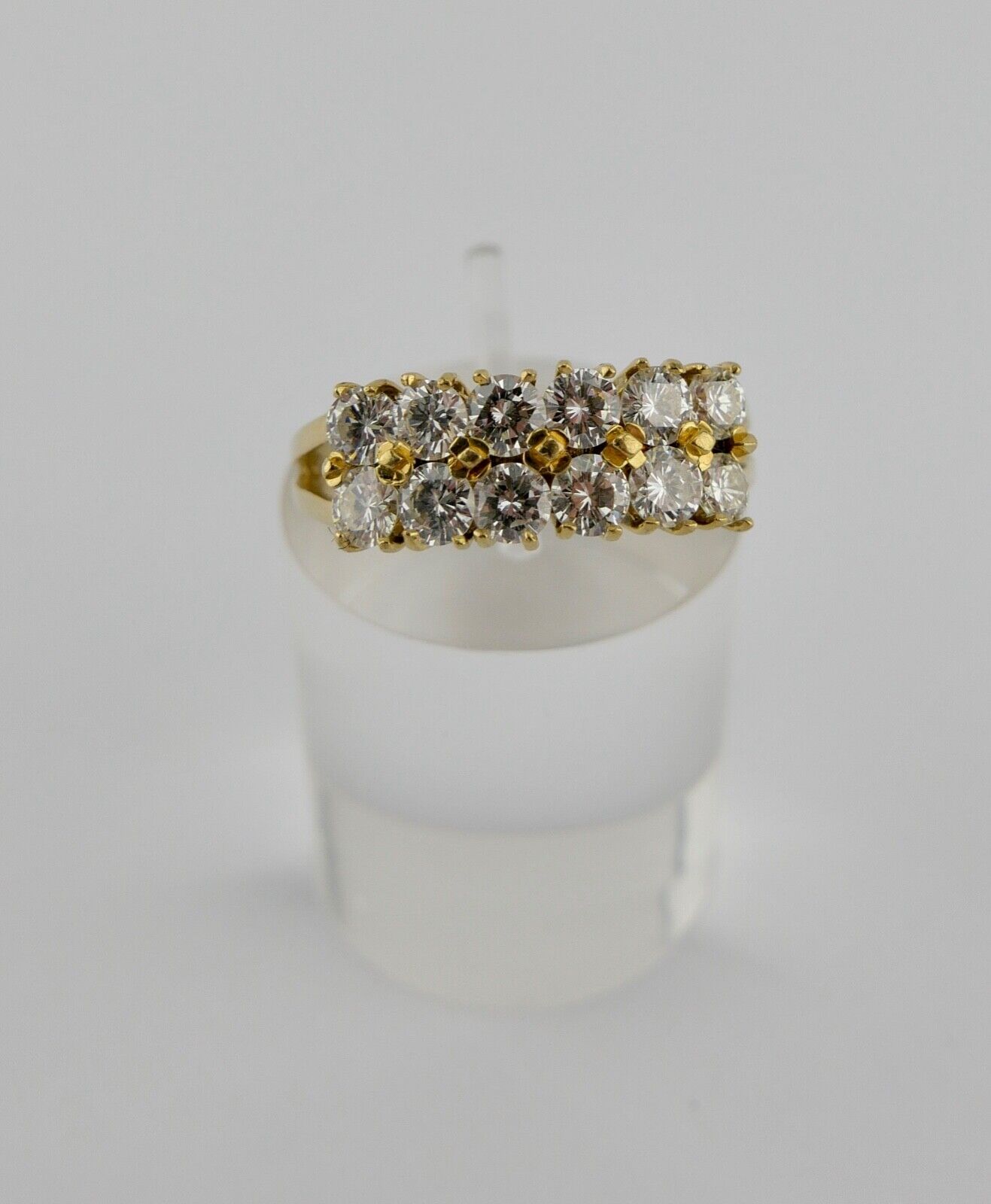 Luxus Gelbgold Ring 1,56 Ct VVS 12 Brillanten 750 18K Gr. 59 halb memory - Antikhandel-Stuttgart