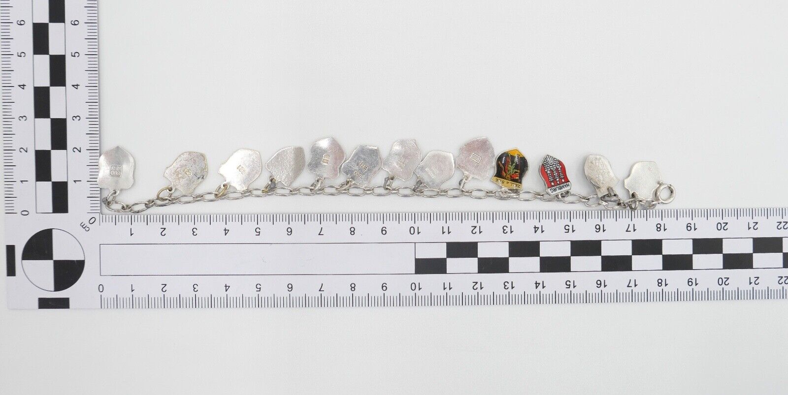 Bettelarmband mit Städte Wappen aus Emaille 800 Silber REU ANTIKO EHJ - Antikhandel-Stuttgart