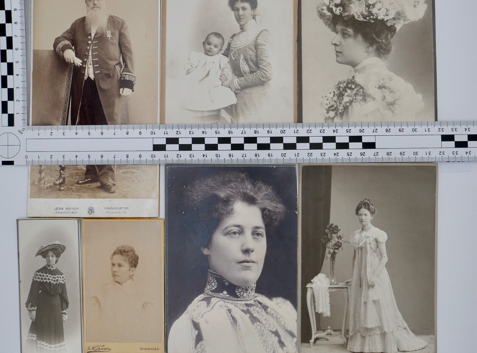 7x antike Großfoto auf Pappe Portrait Frankfurt Sanremo Wiesbaden Bonn - Antikhandel-Stuttgart