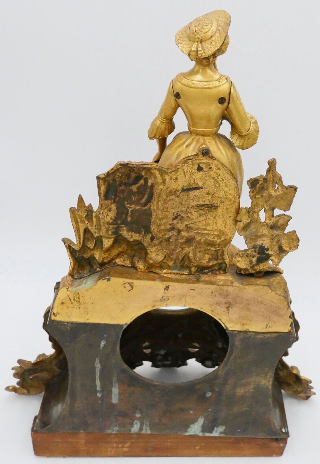 Gehäuse für Kaminuhr feuervergoldet 40 cm Höhe Weinbäuerin Messing Bronze - Antikhandel-Stuttgart