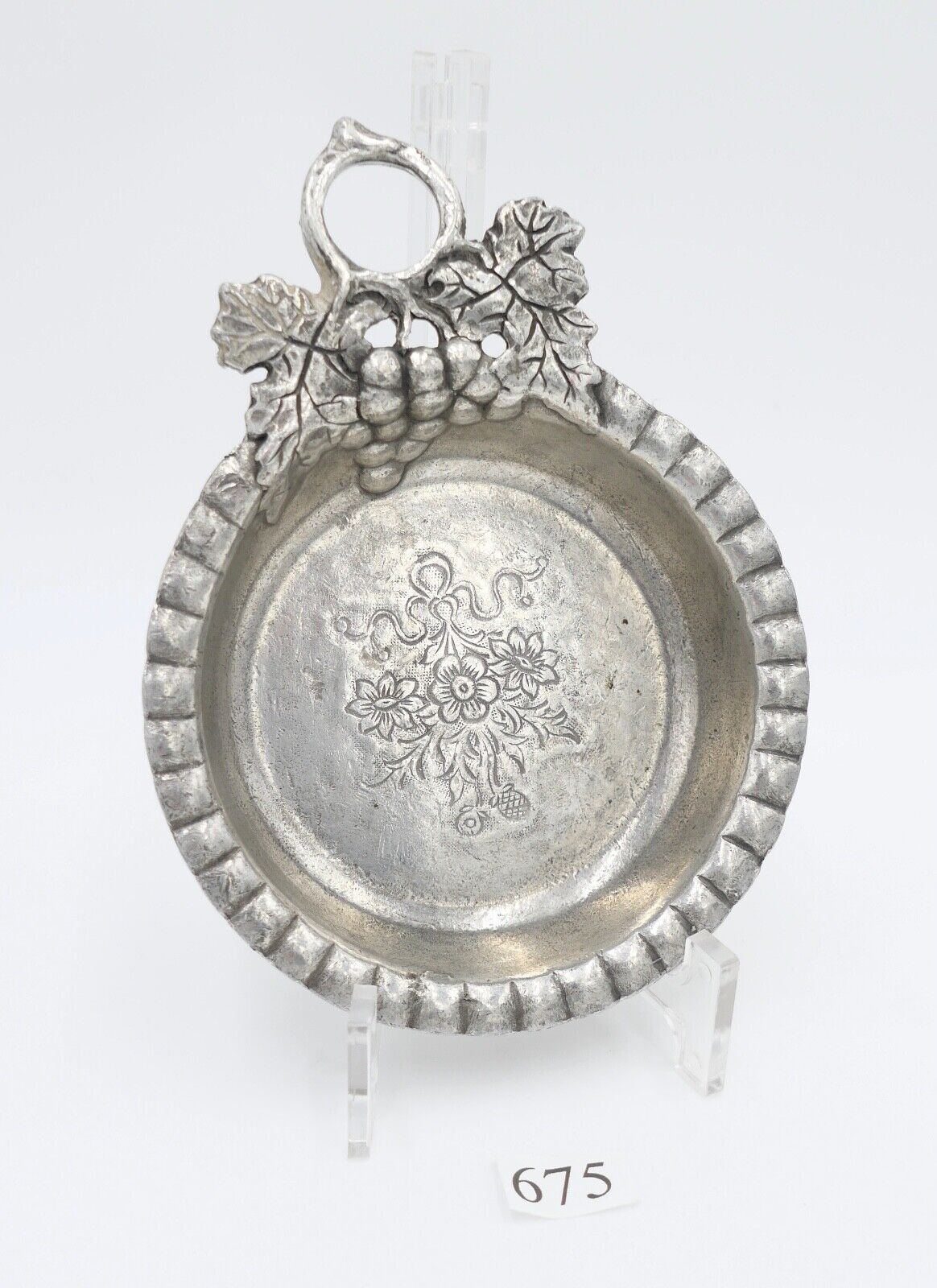 antik 1900 Schale Weinverkostungsschale Zinn Tinn Etain Weinreben Motiv - Antikhandel-Stuttgart