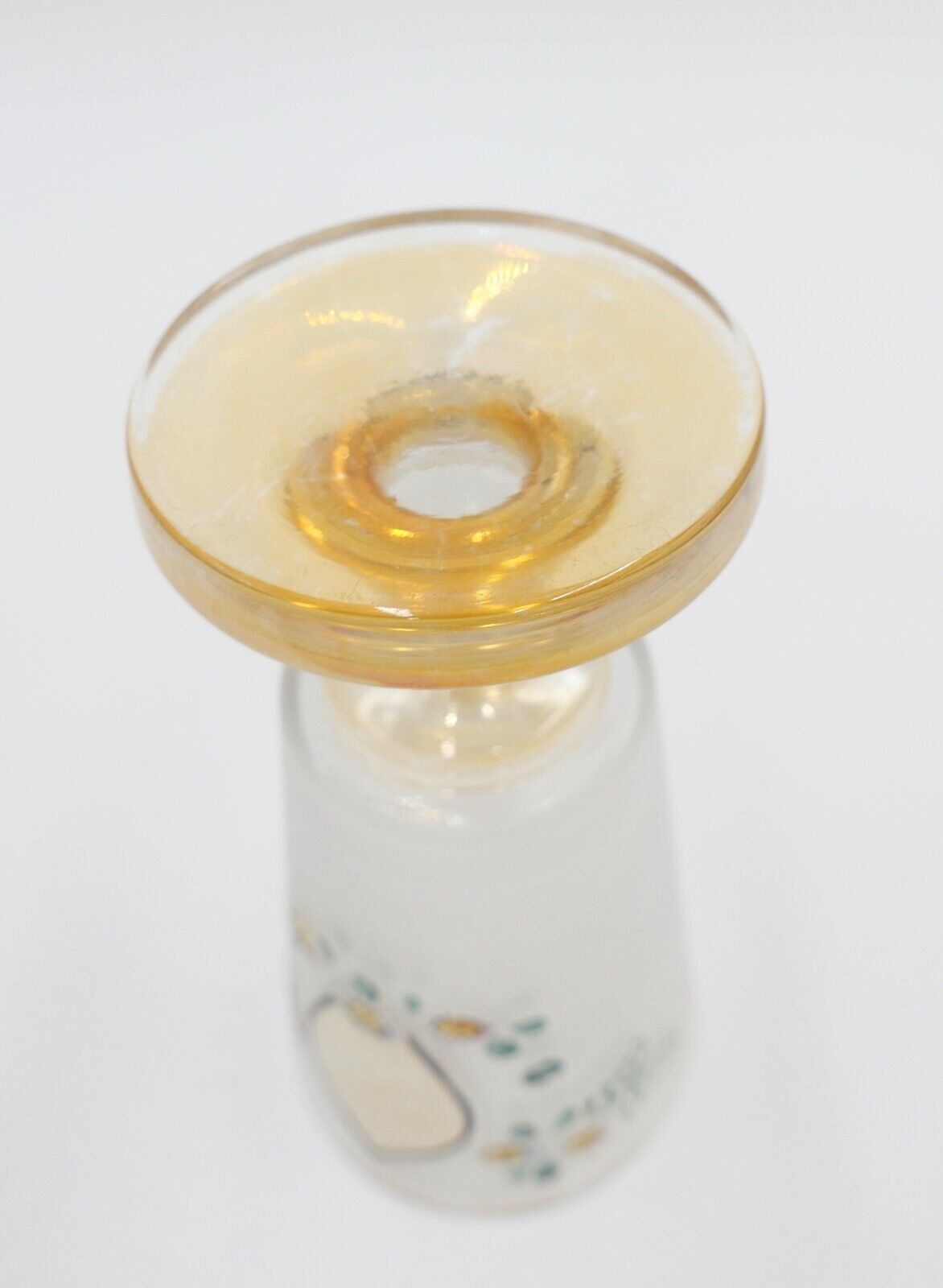 antik Glas / Becher handbemalt zum Andenken 15 cm hoch Gedenkglas - Antikhandel-Stuttgart