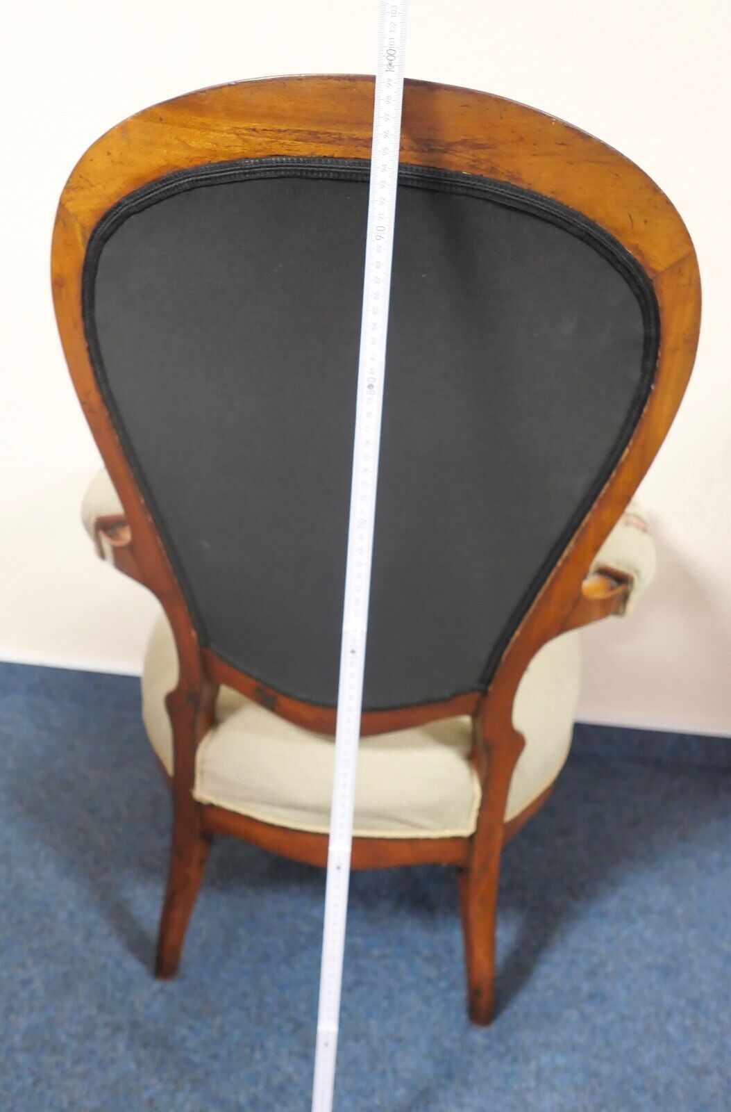 antik massiver Biedermeier Gobelin um 1850 Stuhl Sessel Kissen Blumenbukett - Antikhandel-Stuttgart