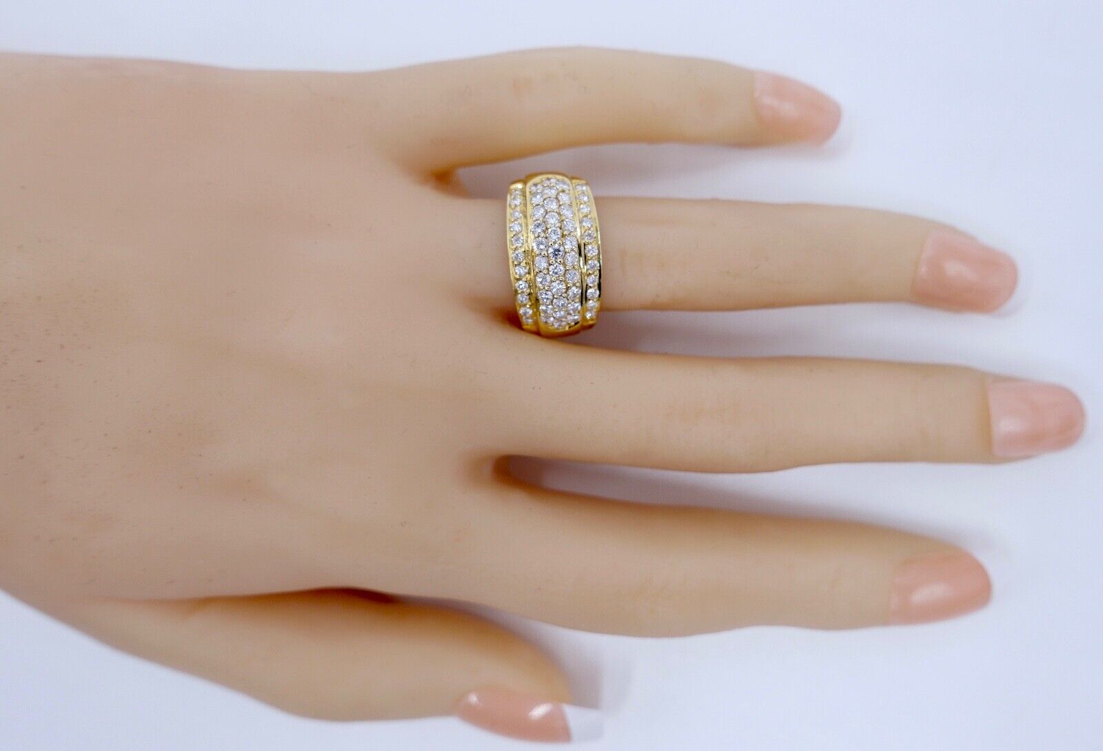 1,26 Ct Diamant Ring 585 14K Gelbgold mit 53 Brillanten besetz Gr. 55 aus 1990er - Antikhandel-Stuttgart