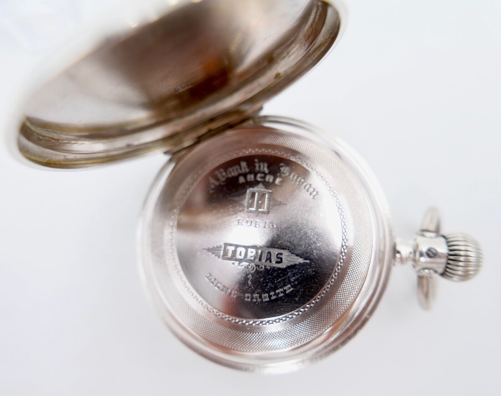 875 / 84 Silber TOBIAS Savonette Taschenuhr Ø 51mm N. 60021 11 Rubins Russland - Antikhandel-Stuttgart