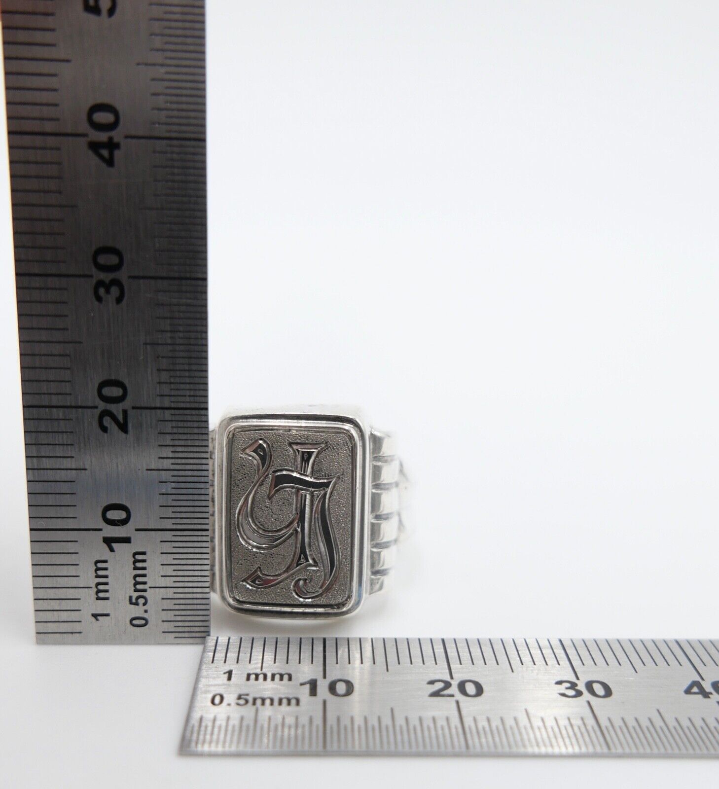 ART DECO Siegelring Monogramm YJ JY Herrenring Ring Silber 835 S Gr. 63 - Antikhandel-Stuttgart