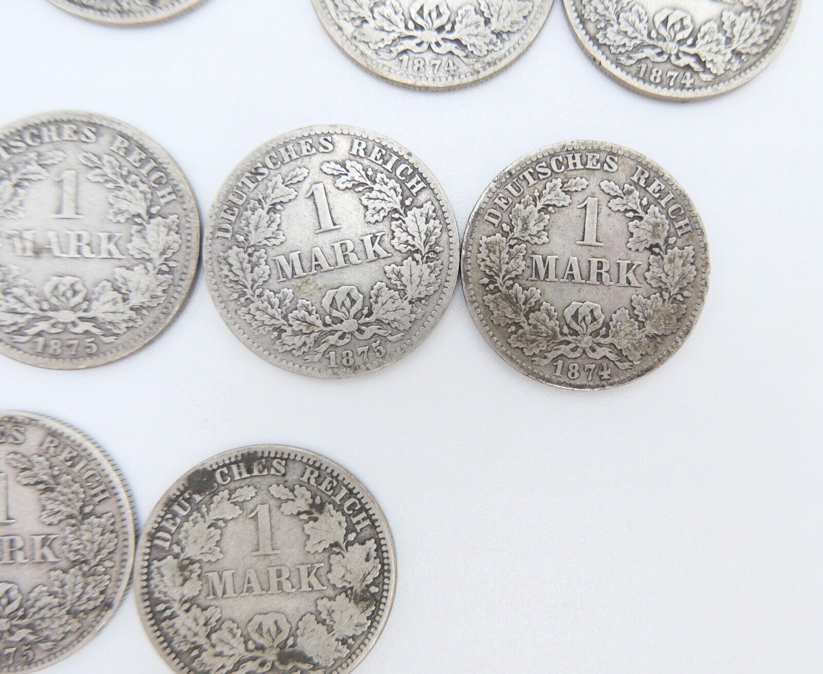 11x 1 Mark Deutsches Reich Jäger J.9 A B D F G 1873 / 1874 / 1875 / 1881 - Antikhandel-Stuttgart