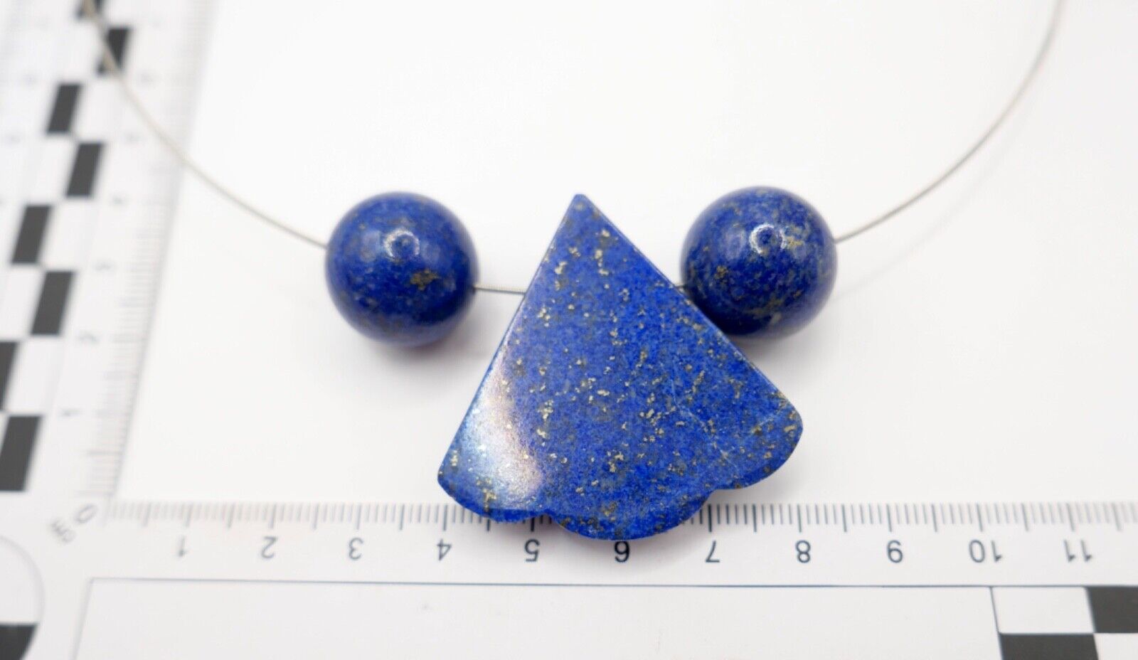 1990er Jahre Silber Draht Collier mit LAPIS LAPISLAZULI Anhänger 45cm - Antikhandel-Stuttgart