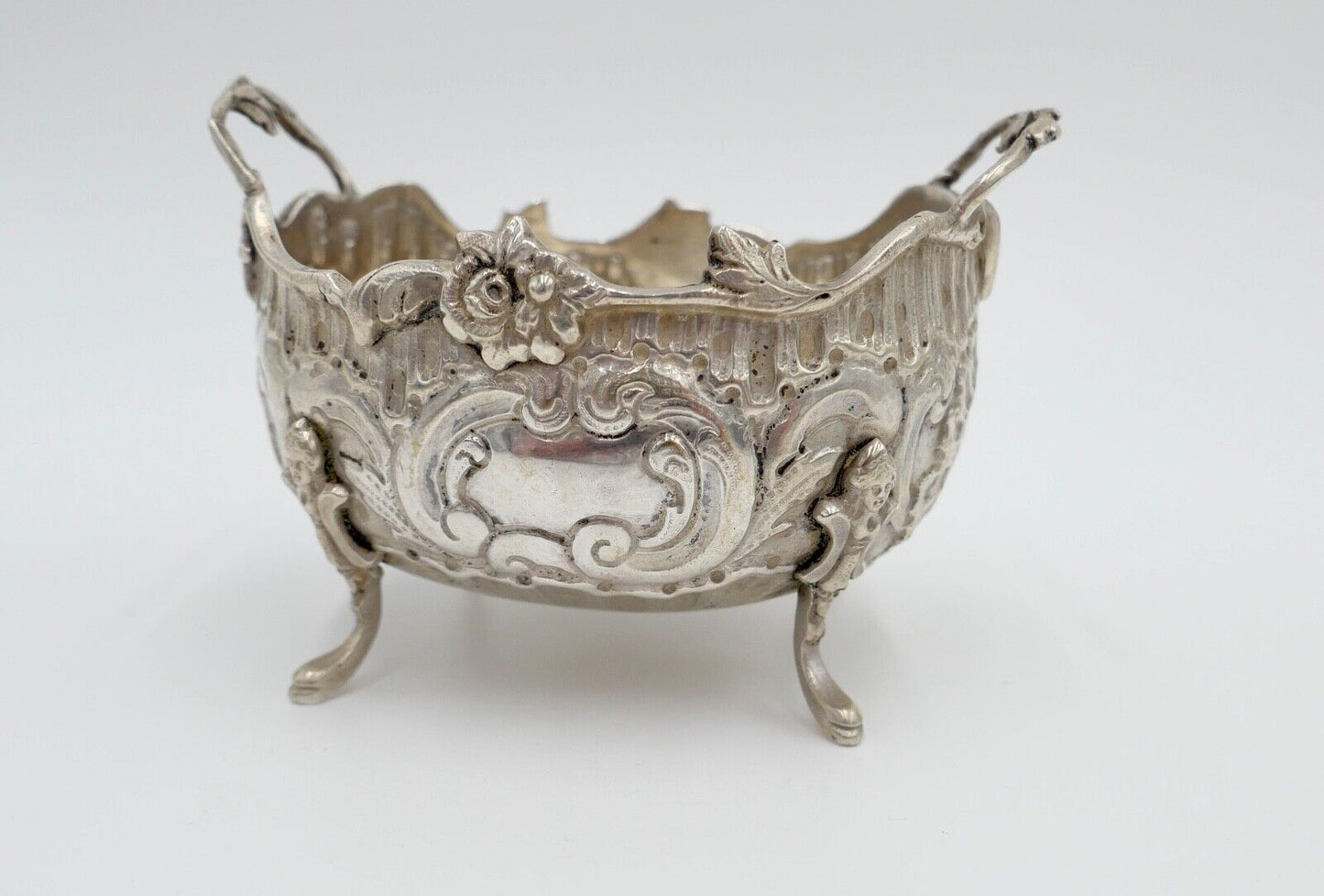 Alter Jugendstil Zucker Behälter Konfektschale 800 - 900 Silber 10x8 cm - Antikhandel-Stuttgart