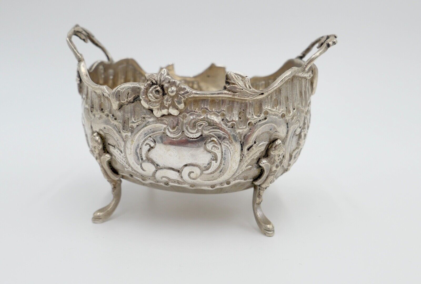 Alter Jugendstil Zucker Behälter Konfektschale 800 - 900 Silber 10x8 cm - Antikhandel-Stuttgart