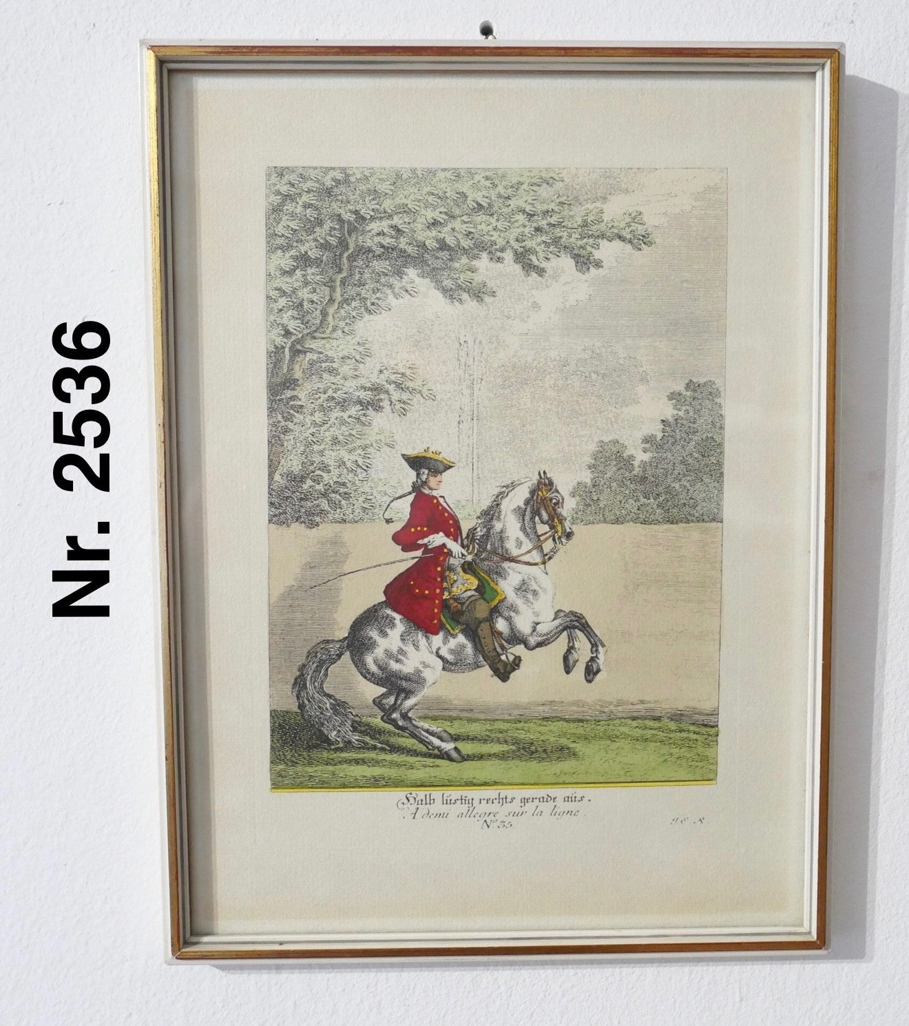 Kleine Reitschule Nr. 35 Halb lustig rechts gerade aus Johann Elias Ridinger