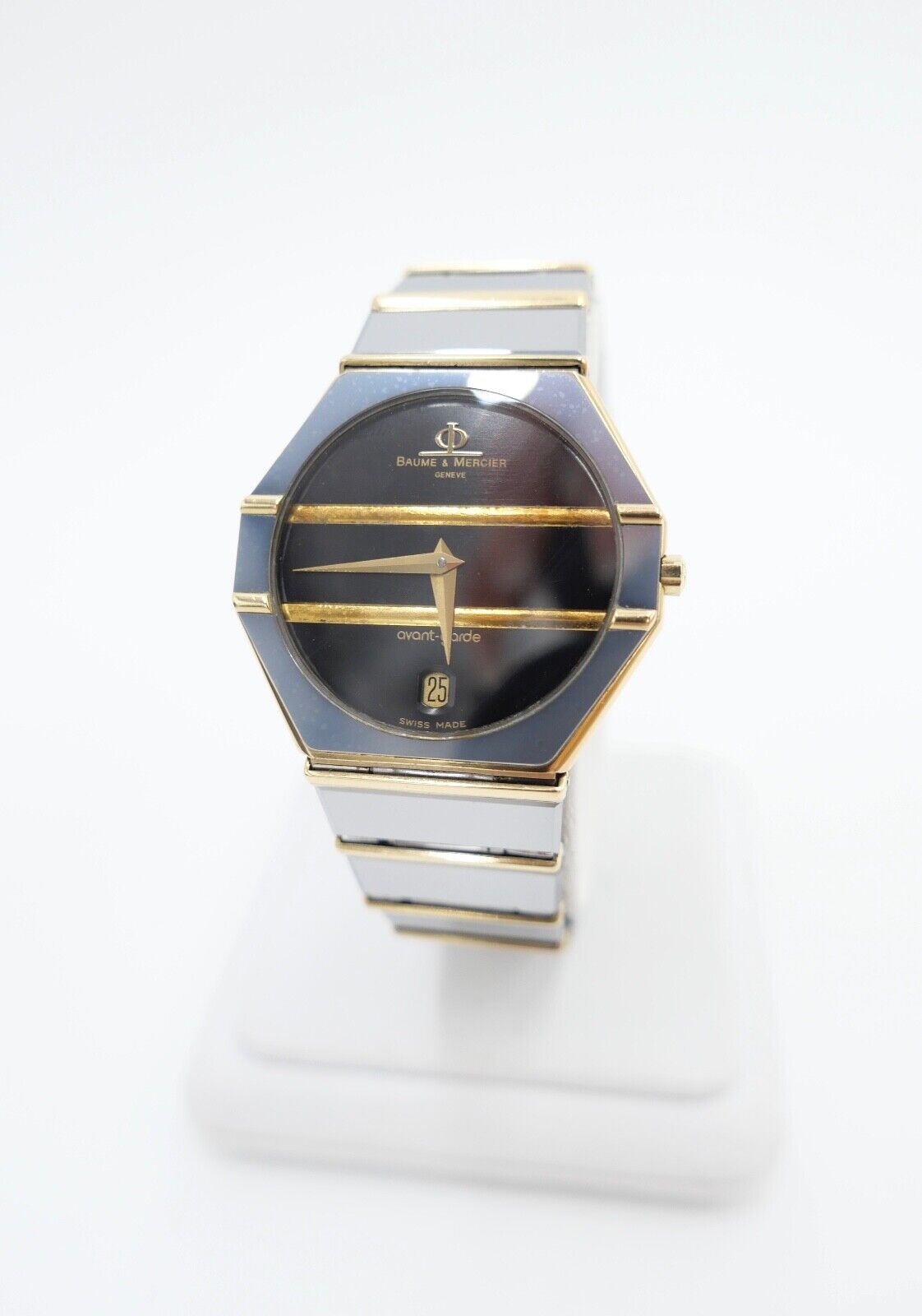 Baume & Mercier 32mm Avant-Garde 5138038 1830 Gold / Wolfram Herren Uhr 18K 80er - Antikhandel-Stuttgart
