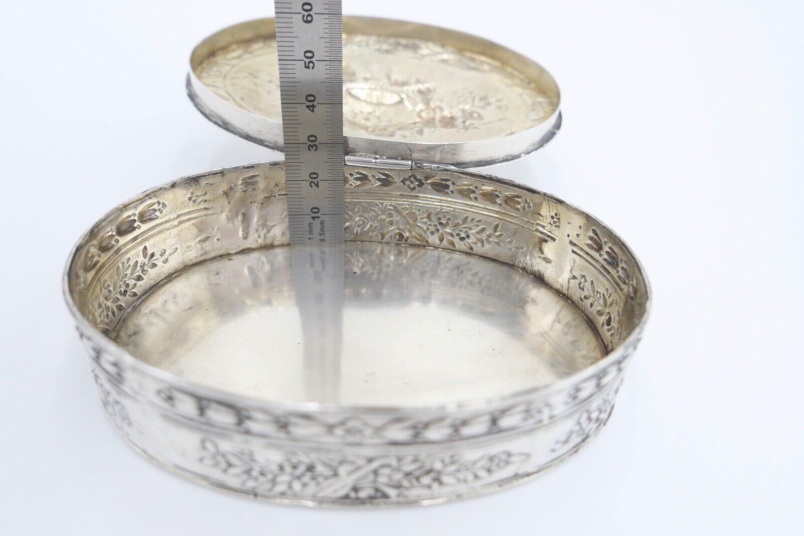 Jugendstil um 1900 830 Silber Deckeldose Schatulle Tabakiere floral - Antikhandel-Stuttgart